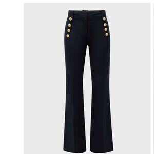 NWT! DEREK LAM 10 CROSBY​ Robertson Flare w Sailor Buttons Trousers Size: 2 Navy